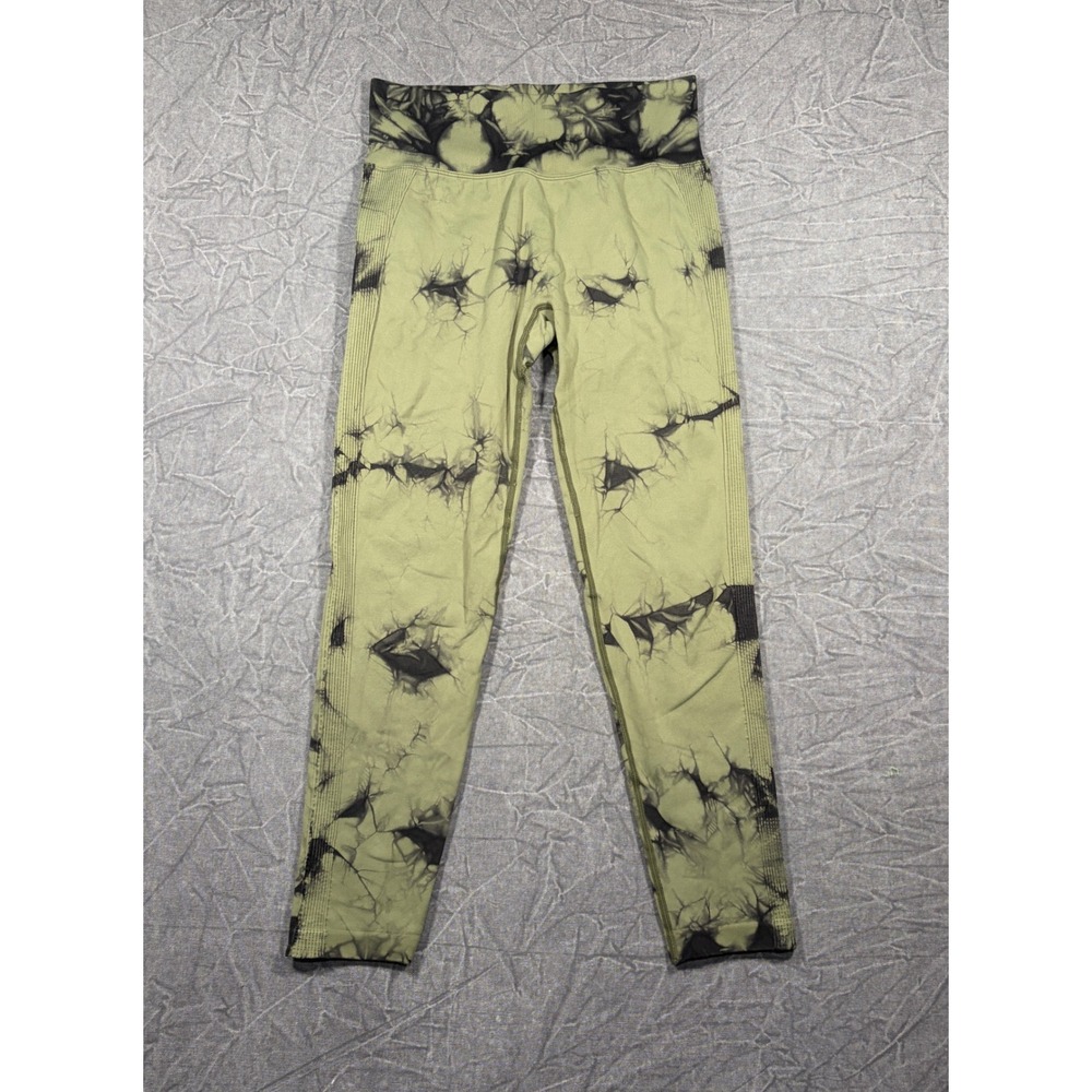 Unbranded Leggings Women L Green Tie Dye Scrunch Butt Seamless High Waist Gym